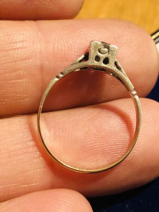 Antique Victorian Silver & Gold Art Deco Ring Clear Stone Size Q Rare 1920s