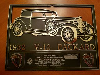 Vintage Skelly Gas Oil 1932 V - 12 Packard Automobile Car Calendar Topper Plaque