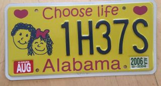 Alabama Choose Life License Plate " 1h 37s " Al Kids Anti - Abortion Pro Life