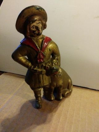 Antique A C Williams Cast Iron Buster Brown & Tige Paint Variant Still Bank