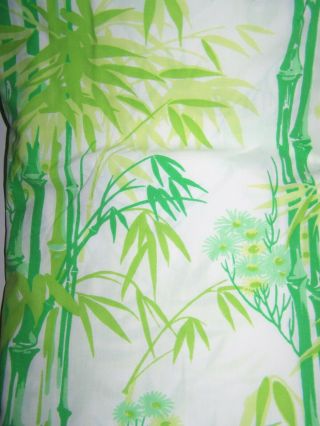 Vintage Green And White Bamboo Print Full Double Flat Sheet