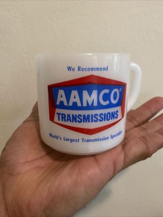Vtg Aamco Transmissions Federal Glass Advertising Mug Milk Glass