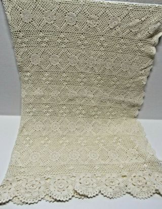 Vintage Crochet Off - White Rod Pocket Café Curtains 39 " W X 30 " L - Set Of Two (2)