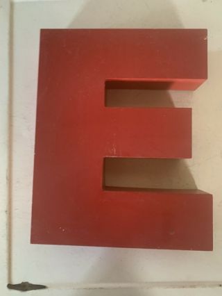 Vintage Red Metal Movie Theater 11.  5” Sign Letter E 2” Thick