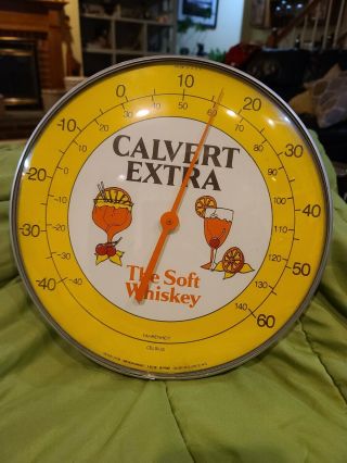 Calvert Extra Whiskey Advertising Thermometer Sign Vtg Old Antique