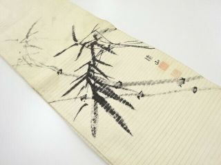 4767006: Japanese Kimono / Antique Maru Obi For Summer / Woven Bamboo Grass