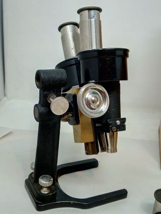 Vintage 1930s C BAKER Binocular Microscope Boxed with Presentation Plaque 2
