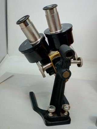 Vintage 1930s C BAKER Binocular Microscope Boxed with Presentation Plaque 3
