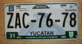 Single Mexico State Of Yucatan License Plate - Zac - 76 - 78 - Automovil