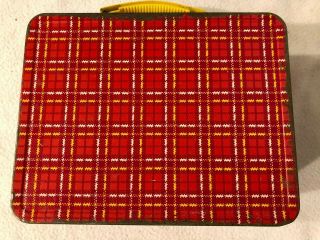 Vintage 1960s Ohio Art Plaid Red - Yellow - White Lunch Box