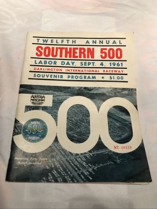 Vintage 12th Annual Southern 500 Darlington International Raceway 1961