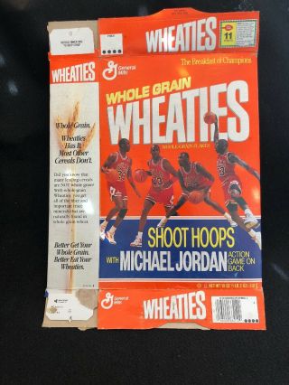 Michael Jordan 1991 Wheaties Box Shoot Hoops 18 Oz Flat Empty Great Shape Nba