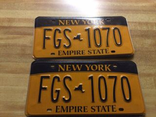Vintage Matching York State Black & Yellow License Plates