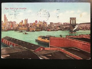 Vintage Postcard 1912 View Of York From Brooklyn York