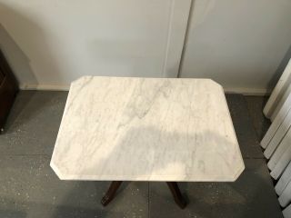 Antique Walnut Parlor Table With Marble Top 2