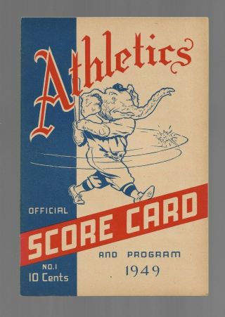 1949 Athletics Official Score Card & Program Chicago White Sox 10 Cents