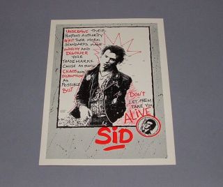Vintage Sid Vicious Sex Pistols Postcard Media Comm From France