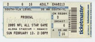 2005 Nfl Pro Bowl Ticket Stub Hawaii 2/13/05 Mvp Peyton Manning,  Colts