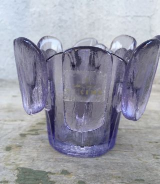 Vintage Purple Viking Glass Finnish Vessel Crown Votive Mcm Candle Holder
