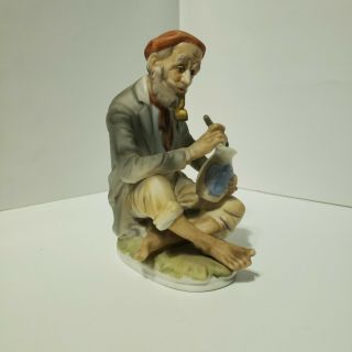 Vintage Arnart 5th Ave Hand Painted Old Man Potter With Vase Smoking Pipe 2200