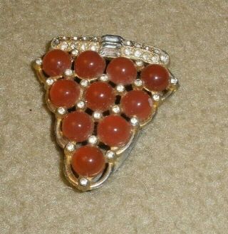 Vintage Goldtone Dress Clip with Red and Clear Stones 3
