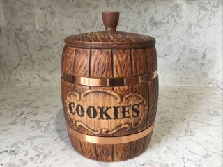 Vintage Treasure Craft Barrel Shaped Ceramic Cookie Jar