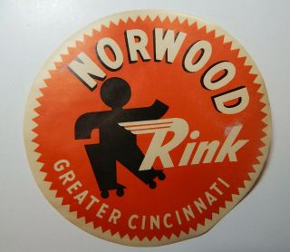 Vintage Norwood Roller Skating Rink Decal Sticker Cincinnati Ohio