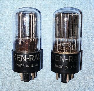 2 Ken - Rad 6x5 - Gt Vacuum Tubes - Vintage Full Wave Rectifiers For Philco & Zenith