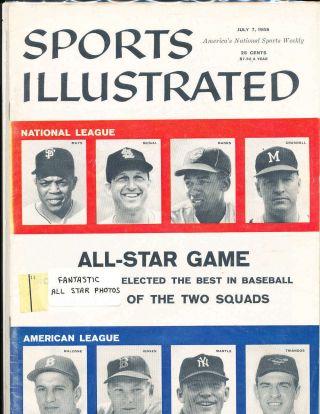 7/7 1958 All Star Game Mickey Mantle Sports Illustrated Em