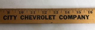Vintage Wooden Chevrolet Advertising Meter Stick City Chevrolet Co Charlotte,  Nc