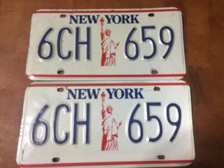 York License Plate Set Tags “statue Of Liberty” 6ch 659