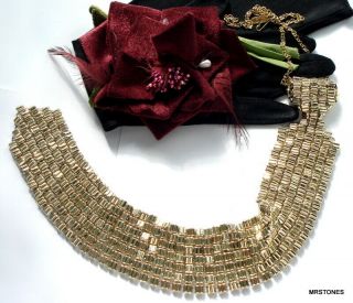 VINTAGE WHITING AND DAVIS RUNWAY GOLD TONE MESH LONG TIE NECKLACE 15 