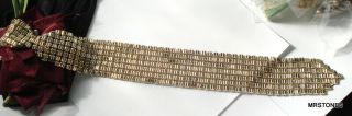 VINTAGE WHITING AND DAVIS RUNWAY GOLD TONE MESH LONG TIE NECKLACE 15 