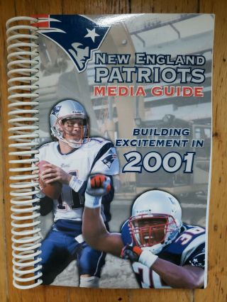 2001 England Patriots Press Media Guide Record Book Tom Brady 1st Bowl