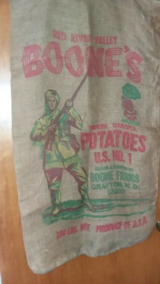 Vintage Burlap Sack 100 Lb Potatoes Boone 