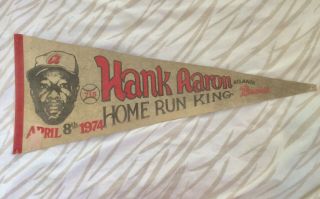 Hank Aaron April 8th 1974 Home Run King Pennant Atlanta Braves