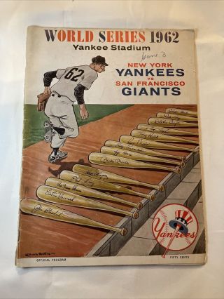1962 World Series Program Giants At Yankees Game 3 Scored