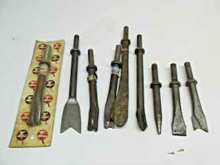 Vintage 9 Piece Pneumatic Chisel Air Hammer Punch Chipping Bits Set
