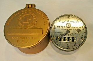 Vintage Brass Rockwell Water Meter Cubic Feet Pittsburgh Div Usa