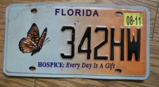 Florida License Plate - 2011 - 342hw - Hospice: Every Day Is A Gift