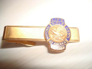 Vintage 3d Nra National Rifle Association Tie Tack Gold Tone Life Member