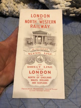 Vintage 1907 London North Western Railway Rr Timetable Brochure Trains Route Map