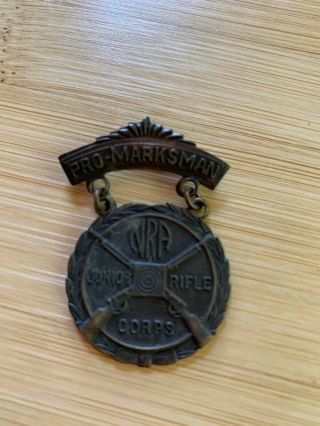 Vintage NRA Pro - Marksman Junior Rifle Corps Div Award Medal Pin Ribbon Badge 2