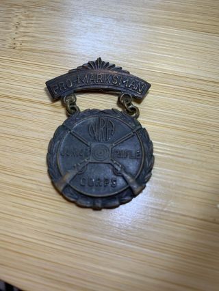 Vintage NRA Pro - Marksman Junior Rifle Corps Div Award Medal Pin Ribbon Badge 3