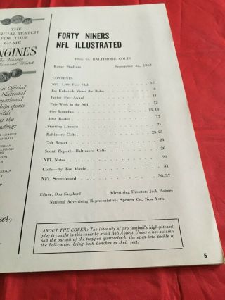 9/22/63 San Francisco 49ers vs.  Baltimore Colts Football Program NEAR 2