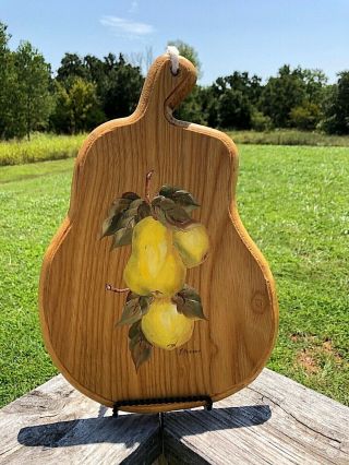 Vintage Wood Hand Painted & Signed Cutting Board