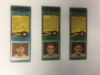 3 - 1934 Diamond Matchbook Covers,  Rice,  Giants,  Urbanski,  Mangum,  Boston Braves