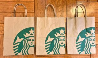 3 Vintage 2013 Starbucks Paper Small Shopping Gift Bags 8 " X 10 " X 4½ " Mermaid