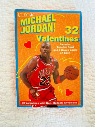 Vintage Cleo Michael Jordan Valentines Pack Of 32 Chicago Bulls New/sealed Mj 23