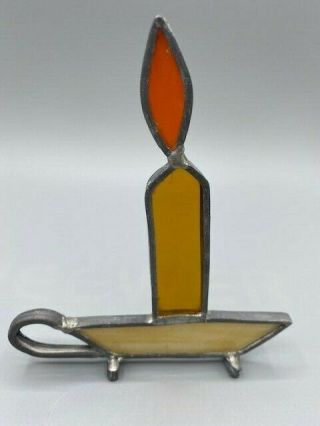 Suncatcher W/ Candle In Holder Stained Glass,  Vintage,  Standing